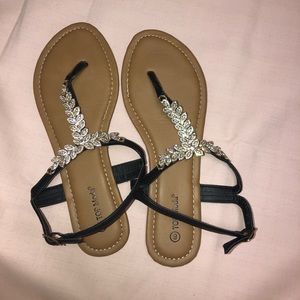 Black bedazzled sandals